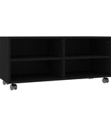 VidaXL Tv-meubel met wieltjes 90x35x35 cm bewerkt hout zwart