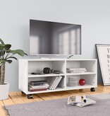 VidaXL Tv-meubel met wieltjes 90x35x35 cm bewerkt hout wit