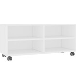 VidaXL Tv-meubel met wieltjes 90x35x35 cm bewerkt hout wit