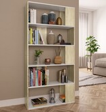 VidaXL Boekenkast/kamerscherm 80x24x159 cm wit en sonoma eikenkleurig