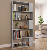 VidaXL Boekenkast/kamerscherm 80x24x159 cm bewerkt hout betongrijs