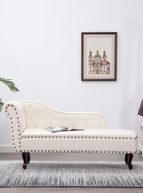 VidaXL Chaise longue kunstleer crèmewit