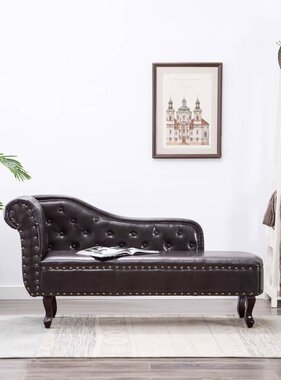 VidaXL Chaise longue kunstleer donkerbruin