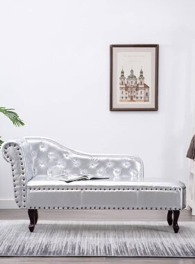 VidaXL Chaise longue kunstleer zilverkleurig