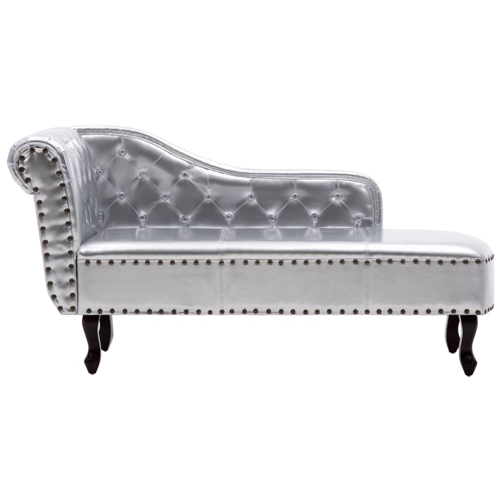 VidaXL Chaise longue kunstleer zilverkleurig