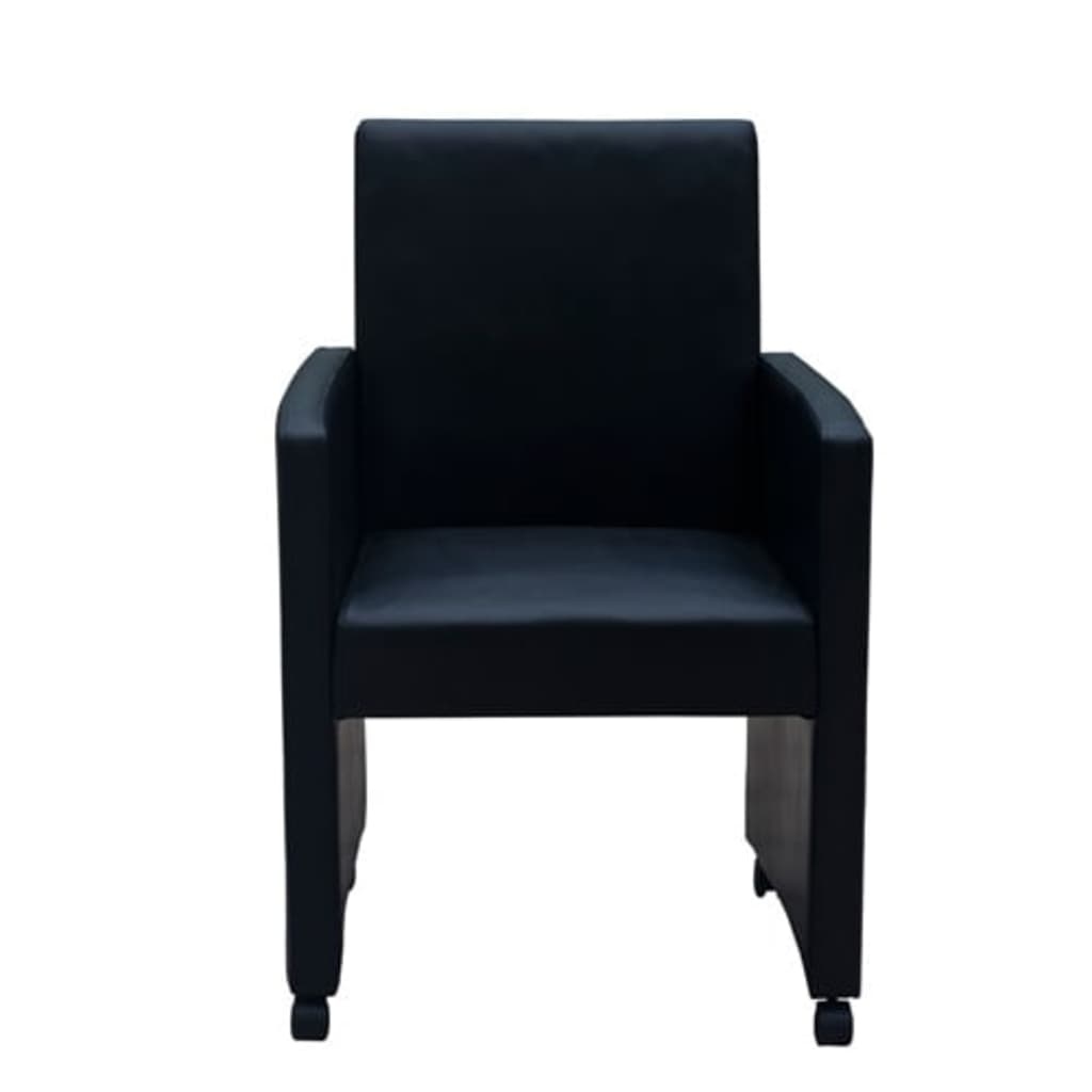 VidaXL Eetkamerstoelen 2 st kunstleer zwart