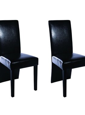 VidaXL Eetkamerstoelen 2 st kunstleer zwart