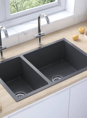 VidaXL Gootsteen roestvrij staal zwart