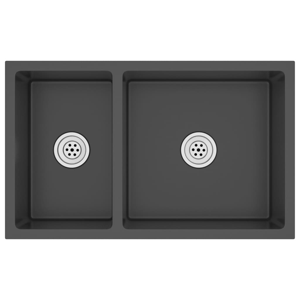 VidaXL Gootsteen roestvrij staal zwart