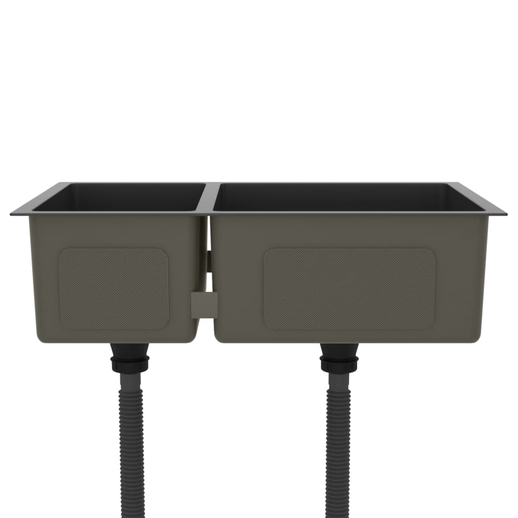 VidaXL Gootsteen roestvrij staal zwart