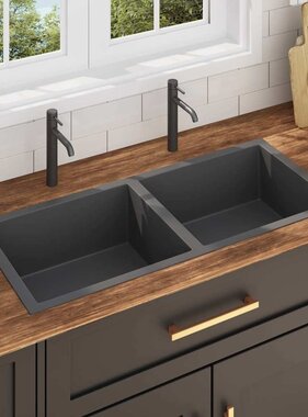 VidaXL Gootsteen handgemaakt roestvrij staal zwart