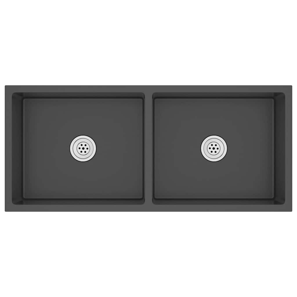 VidaXL Gootsteen handgemaakt roestvrij staal zwart