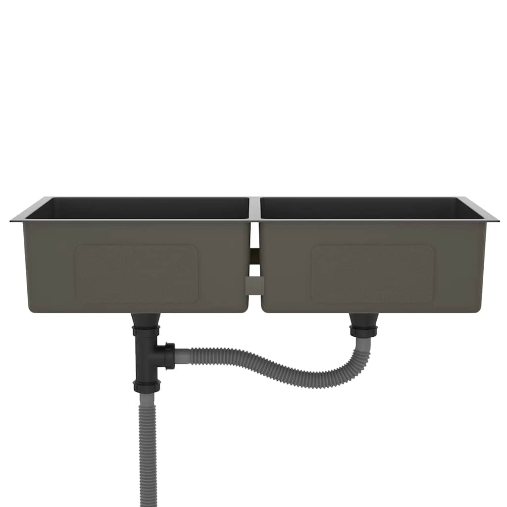 VidaXL Gootsteen handgemaakt roestvrij staal zwart