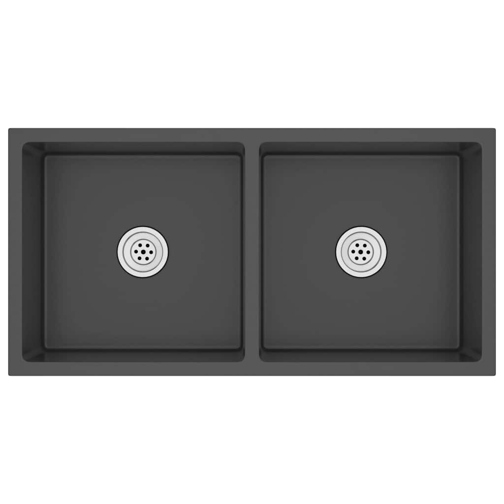 VidaXL Gootsteen handgemaakt roestvrij staal zwart