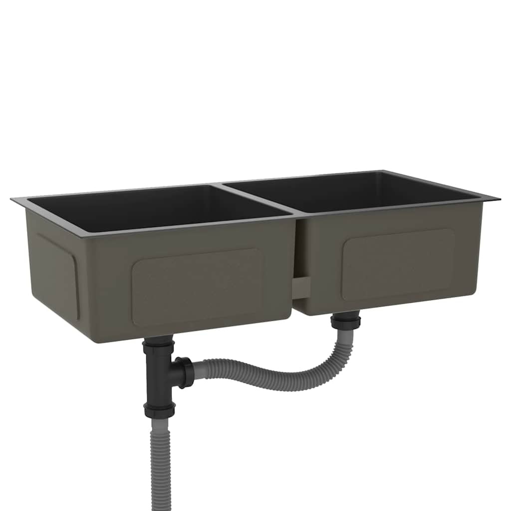 VidaXL Gootsteen handgemaakt roestvrij staal zwart