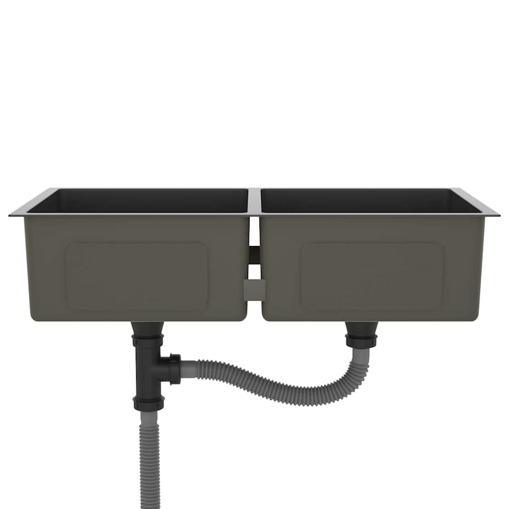 VidaXL Gootsteen handgemaakt roestvrij staal zwart