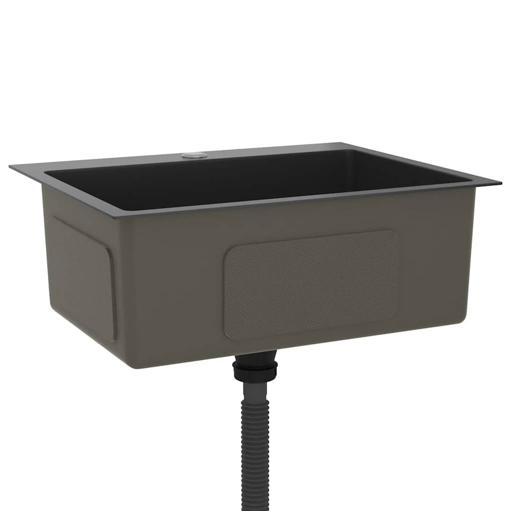 VidaXL Gootsteen handgemaakt roestvrij staal zwart