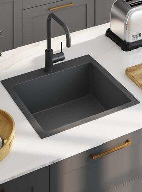 VidaXL Gootsteen handgemaakt roestvrij staal zwart