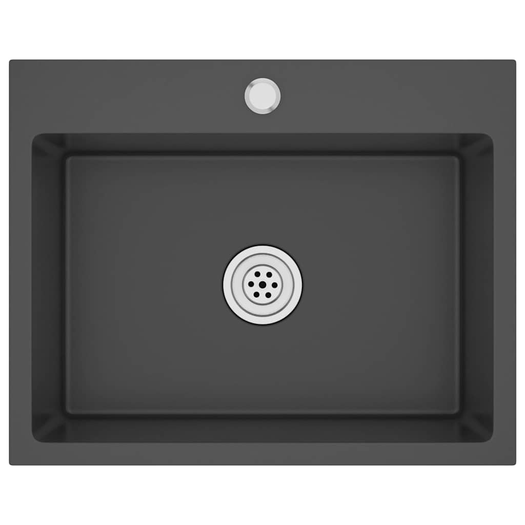 VidaXL Gootsteen handgemaakt roestvrij staal zwart