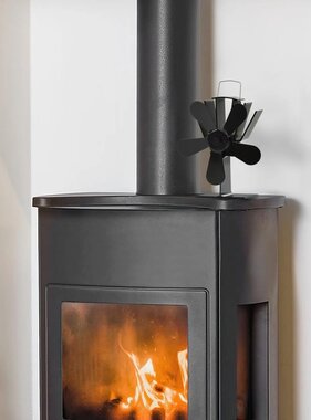 VidaXL Kachelventilator met 5 vinnen zwart