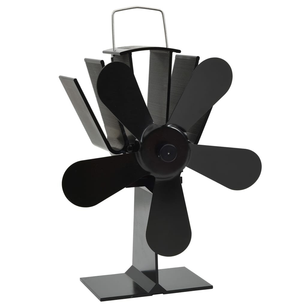 VidaXL Kachelventilator met 5 vinnen zwart