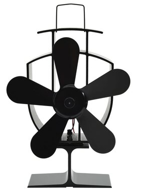 VidaXL Kachelventilator met 5 vinnen zwart