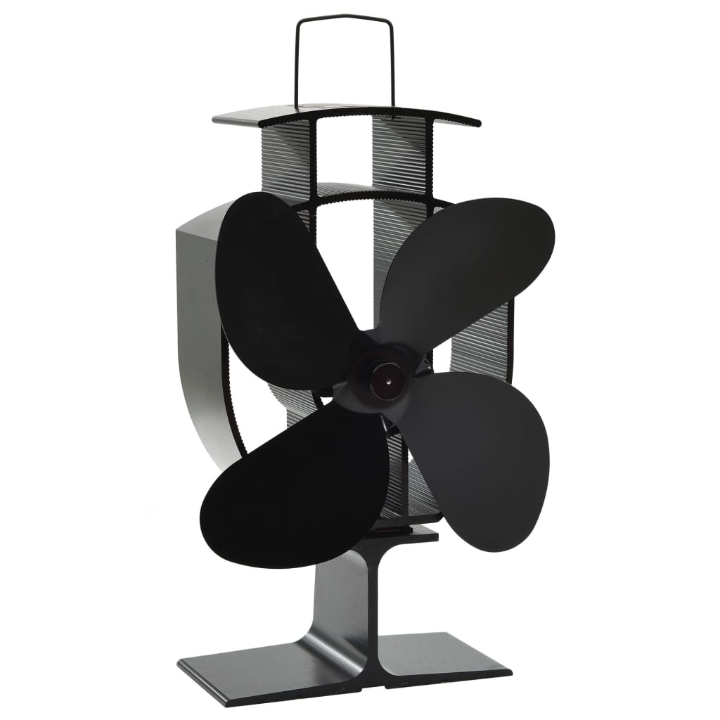 VidaXL Kachelventilator met 4 vinnen zwart