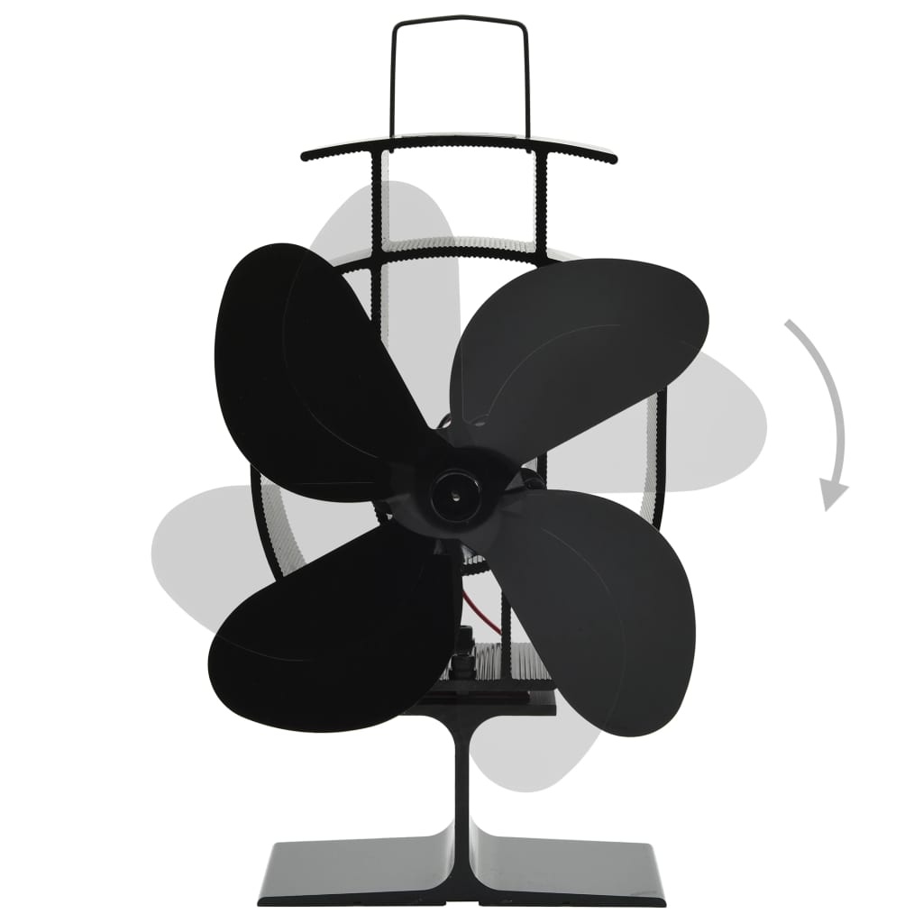 VidaXL Kachelventilator met 4 vinnen zwart