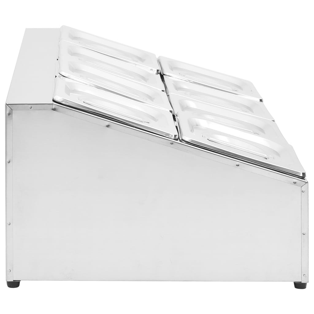 VidaXL Gastronormbakkenhouder met 8 GN 1/6 bakken roestvrij staal