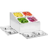 VidaXL Gastronormbakkenhouder met 4 GN 1/6 bakken roestvrij staal
