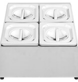 VidaXL Gastronormbakkenhouder met 4 GN 1/6 bakken roestvrij staal