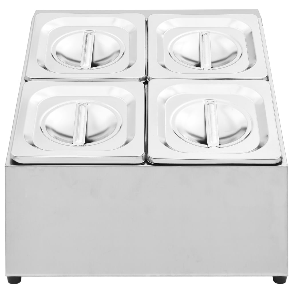 VidaXL Gastronormbakkenhouder met 4 GN 1/6 bakken roestvrij staal