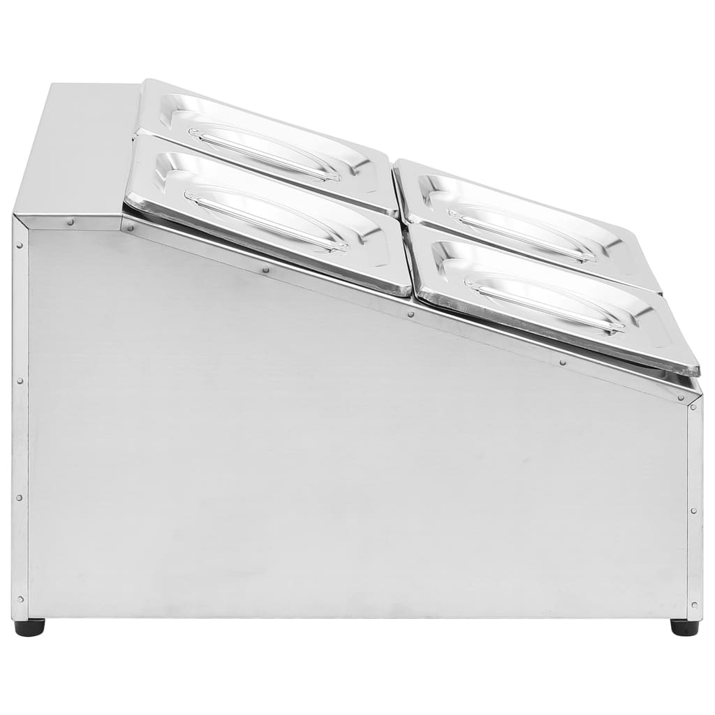 VidaXL Gastronormbakkenhouder met 4 GN 1/6 bakken roestvrij staal