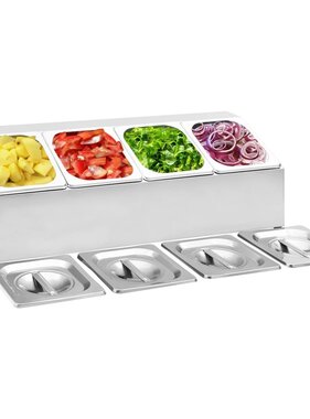VidaXL Gastronormbakkenhouder met 4 GN 1/6 bakken roestvrij staal