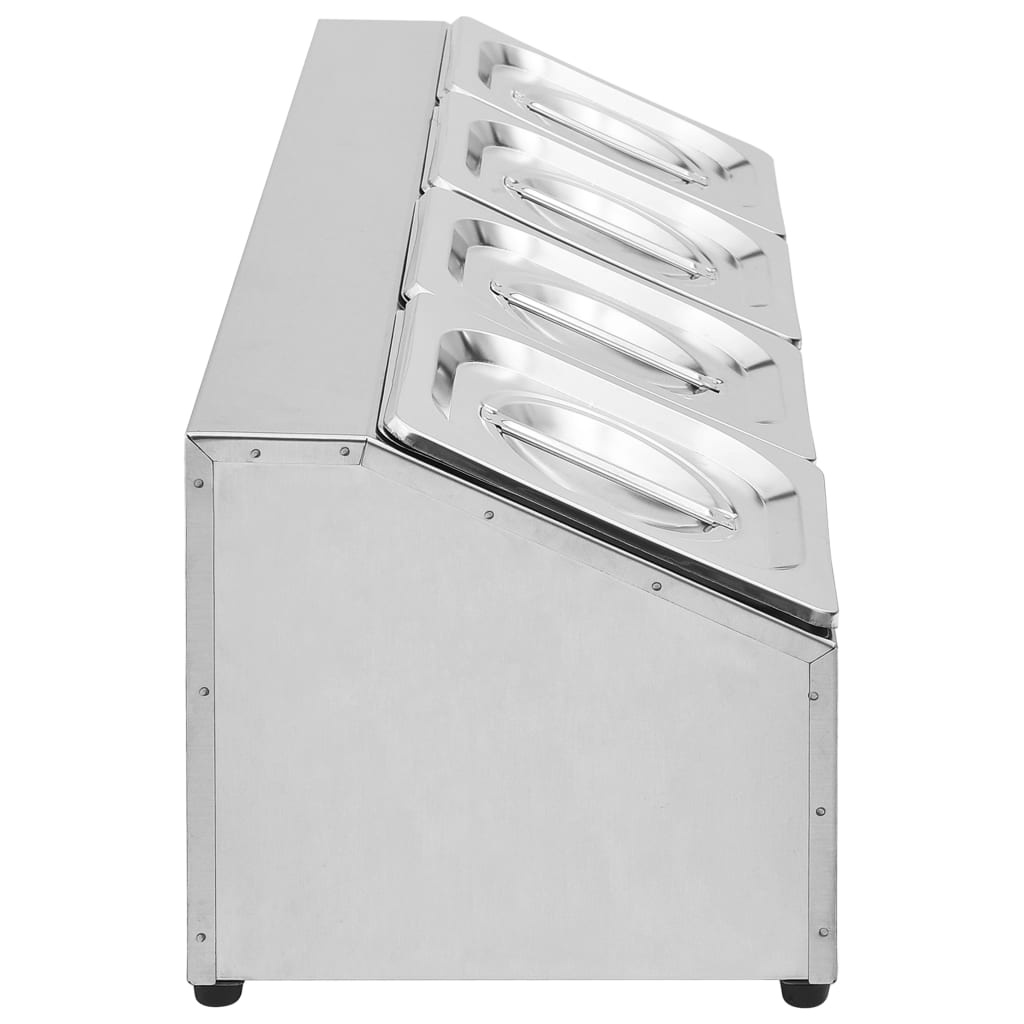 VidaXL Gastronormbakkenhouder met 4 GN 1/6 bakken roestvrij staal