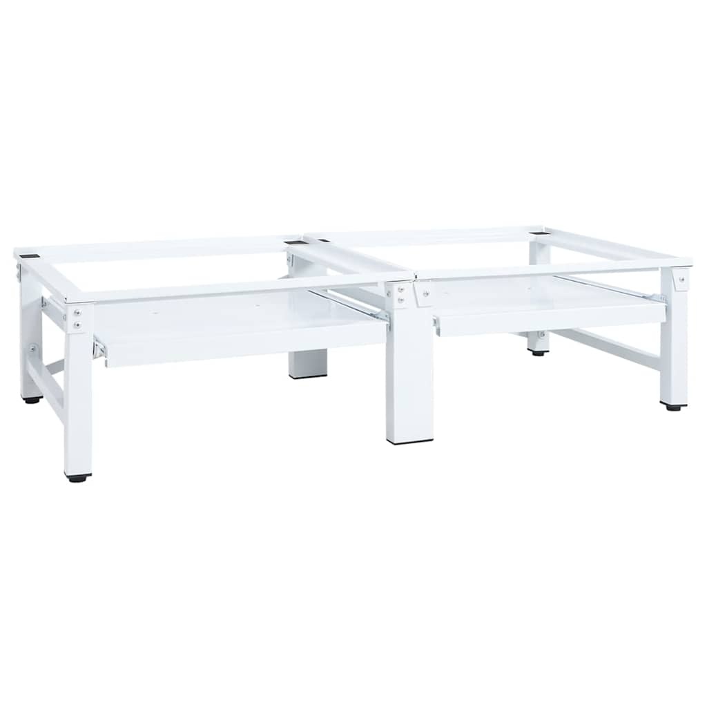 VidaXL Wasmachine- en drogerverhoger met uittrekbare schappen wit