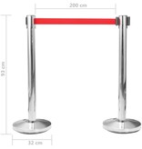 VidaXL Afzetpaal met band roestvrij staal zilverkleurig