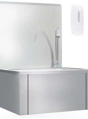 VidaXL Wasbak met kraan en zeepdispenser roestvrij staal