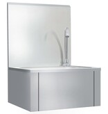 VidaXL Wasbak met kraan en zeepdispenser roestvrij staal