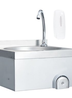 VidaXL Wasbak met kraan en zeepdispenser roestvrij staal