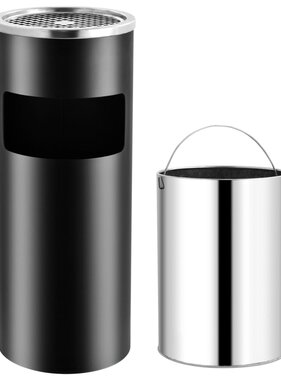VidaXL Asbak/prullenbak Hotel 30 L staal zwart