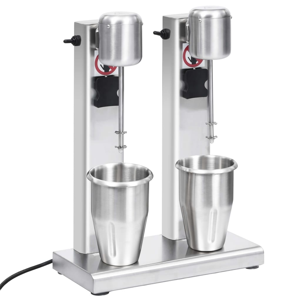 VidaXL Milkshake mixer met dubbele bekers roestvrij staal 2 L