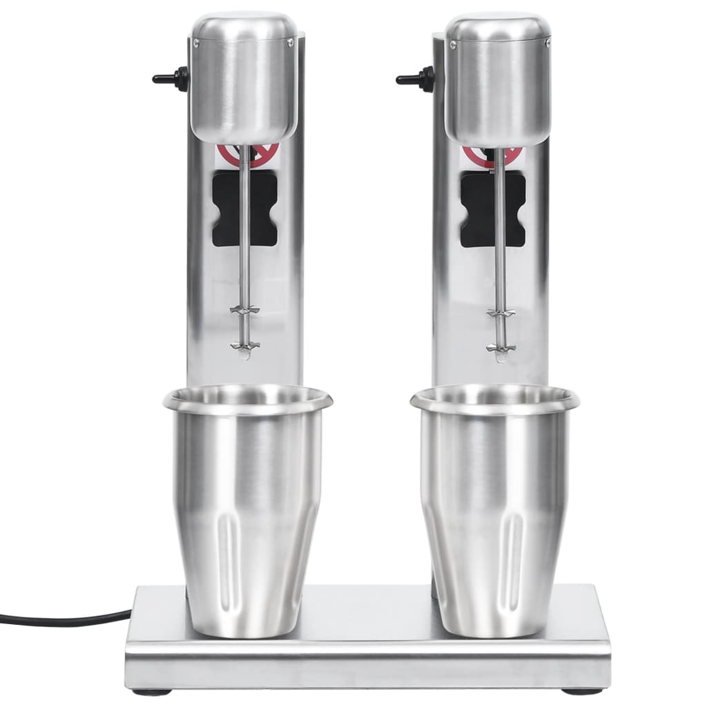VidaXL Milkshake mixer met dubbele bekers roestvrij staal 2 L
