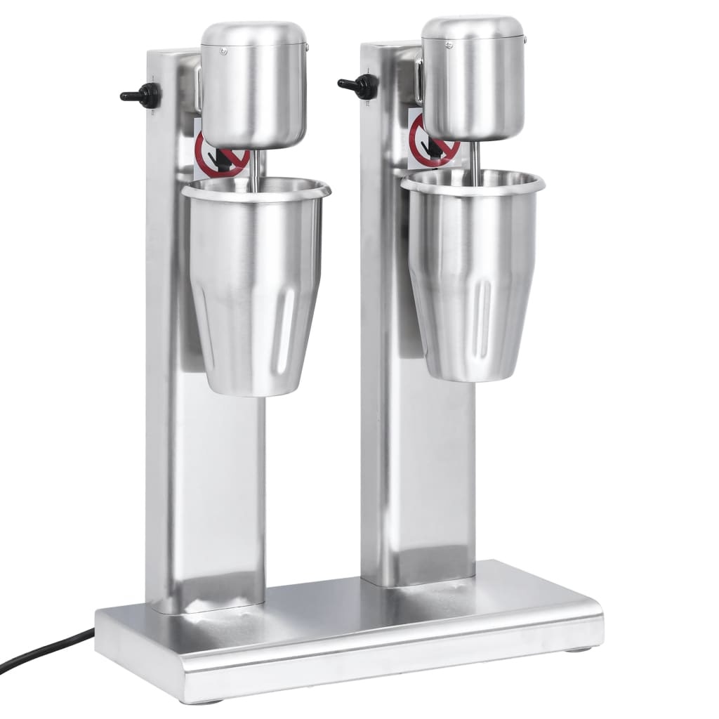 VidaXL Milkshake mixer met dubbele bekers roestvrij staal 2 L