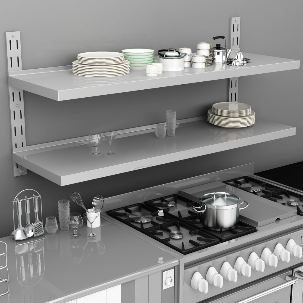 VidaXL Zwevend schap 2-laags 150x30 cm roestvrij staal