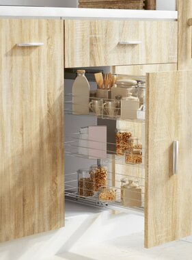 VidaXL Draadmand keuken uittrekbaar 3-laags 47x25x56 cm zilverkleurig