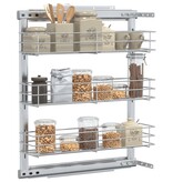 VidaXL Draadmand uittrekbaar 3-laags 47x15,5x55,5 cm zilverkleurig