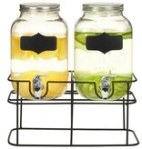 VidaXL Drankdispensers 2 st met standaard 2 x 4 L glas