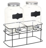 VidaXL Drankdispensers 2 st met standaard 2 x 4 L glas