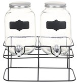 VidaXL Drankdispensers 2 st met standaard 2 x 4 L glas